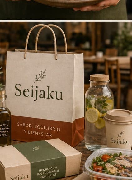 Set de take-away Seijaku con aceite, agua infusionada y boles